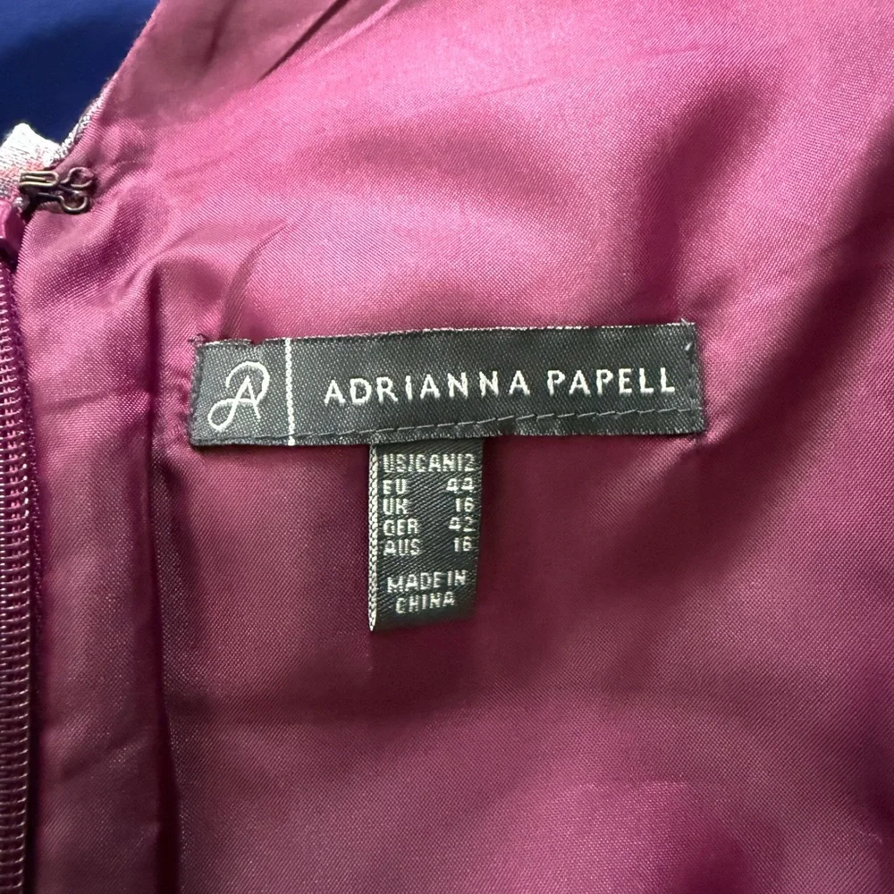 Adrianna Papell Satin Lined Dress in Deep Berry Size 12 - Picture 3 of 6